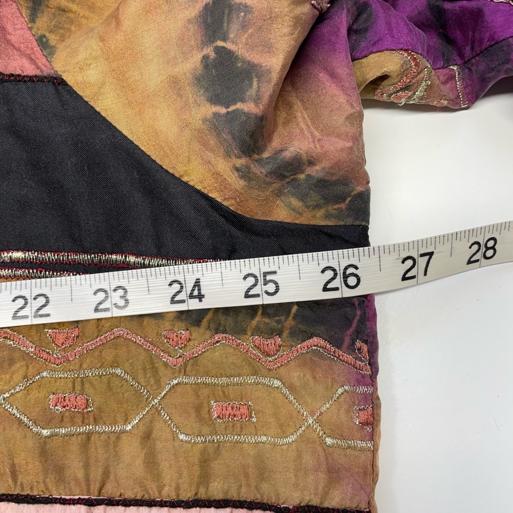 Parsley Sage Silk Patchwork Button Jacket Boho Ar… - image 8